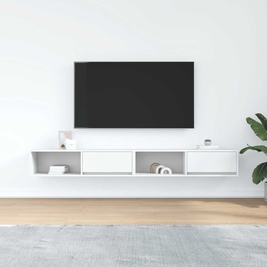 Tv-Benker 2 Stk Hvit 100X31X25,5 Cm Konstruert Tre