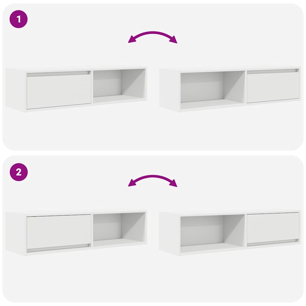 Tv-Benker 2 Stk Hvit 100X31X25,5 Cm Konstruert Tre
