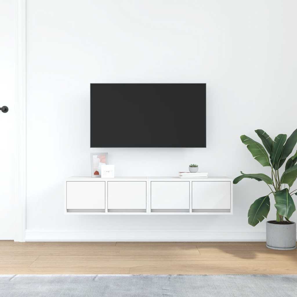 Tv-Benker 2 Stk Hvit 60X31X25,5 Cm Konstruert Tre
