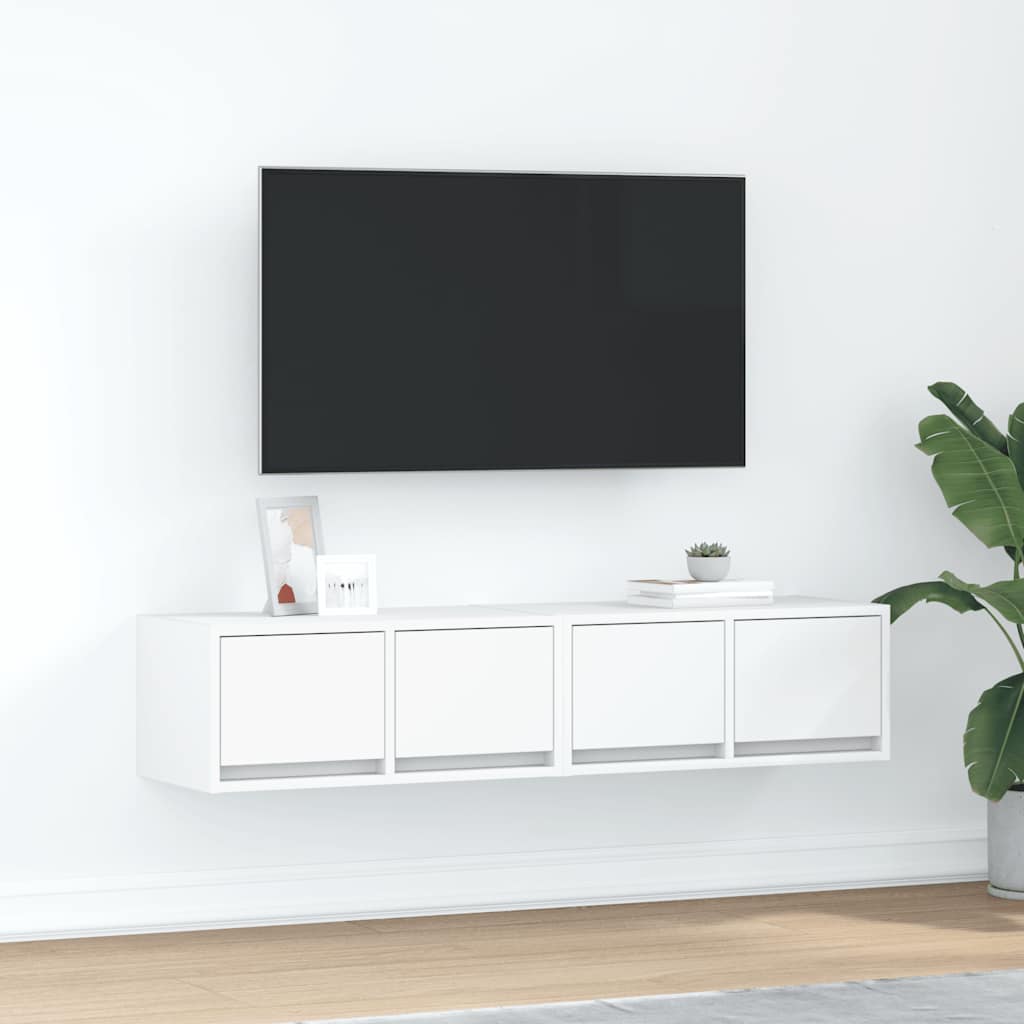 Tv-Benker 2 Stk Hvit 60X31X25,5 Cm Konstruert Tre