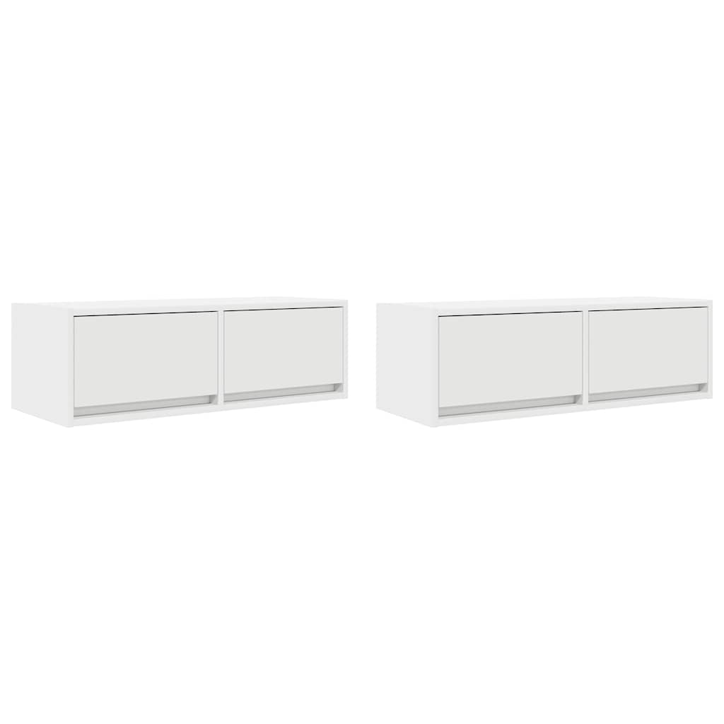 Tv-Benker 2 Stk Hvit 80X31X25,5 Cm Konstruert Tre