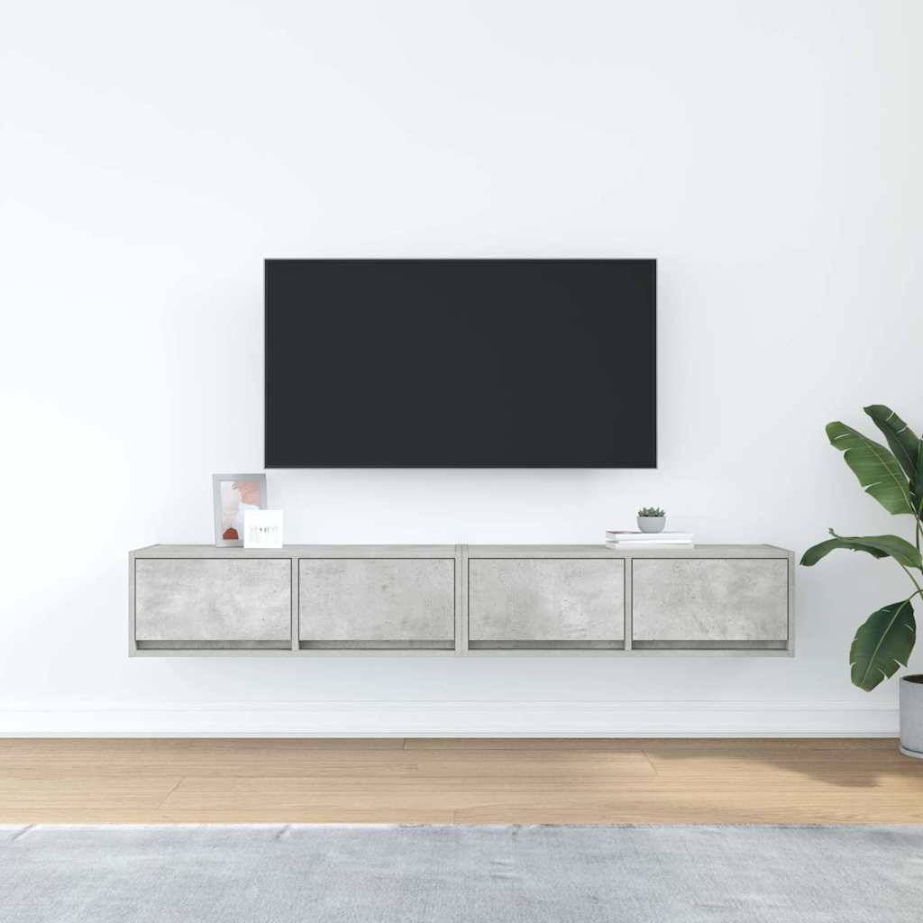 Tv-Benker 2 Stk Betonggrå 80X31X25,5 Cm Konstruert Tre