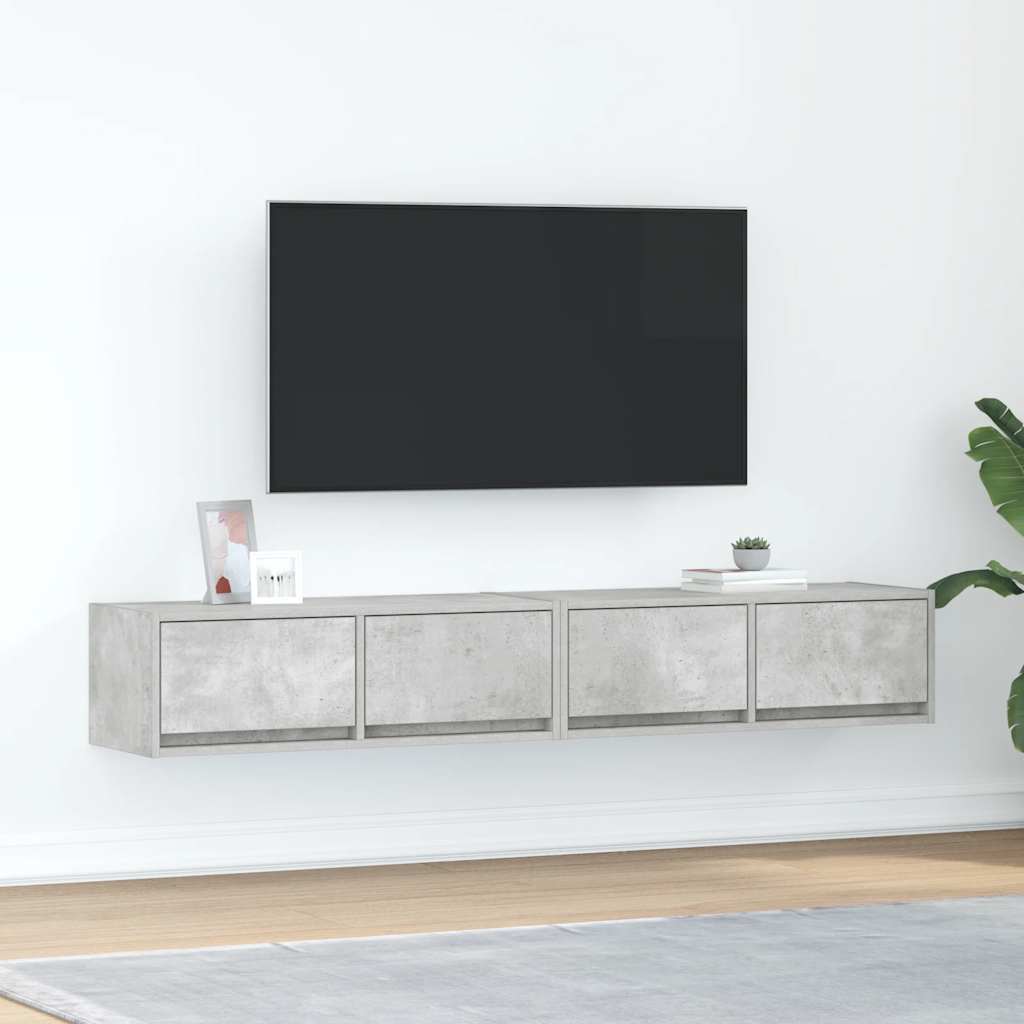 Tv-Benker 2 Stk Betonggrå 80X31X25,5 Cm Konstruert Tre