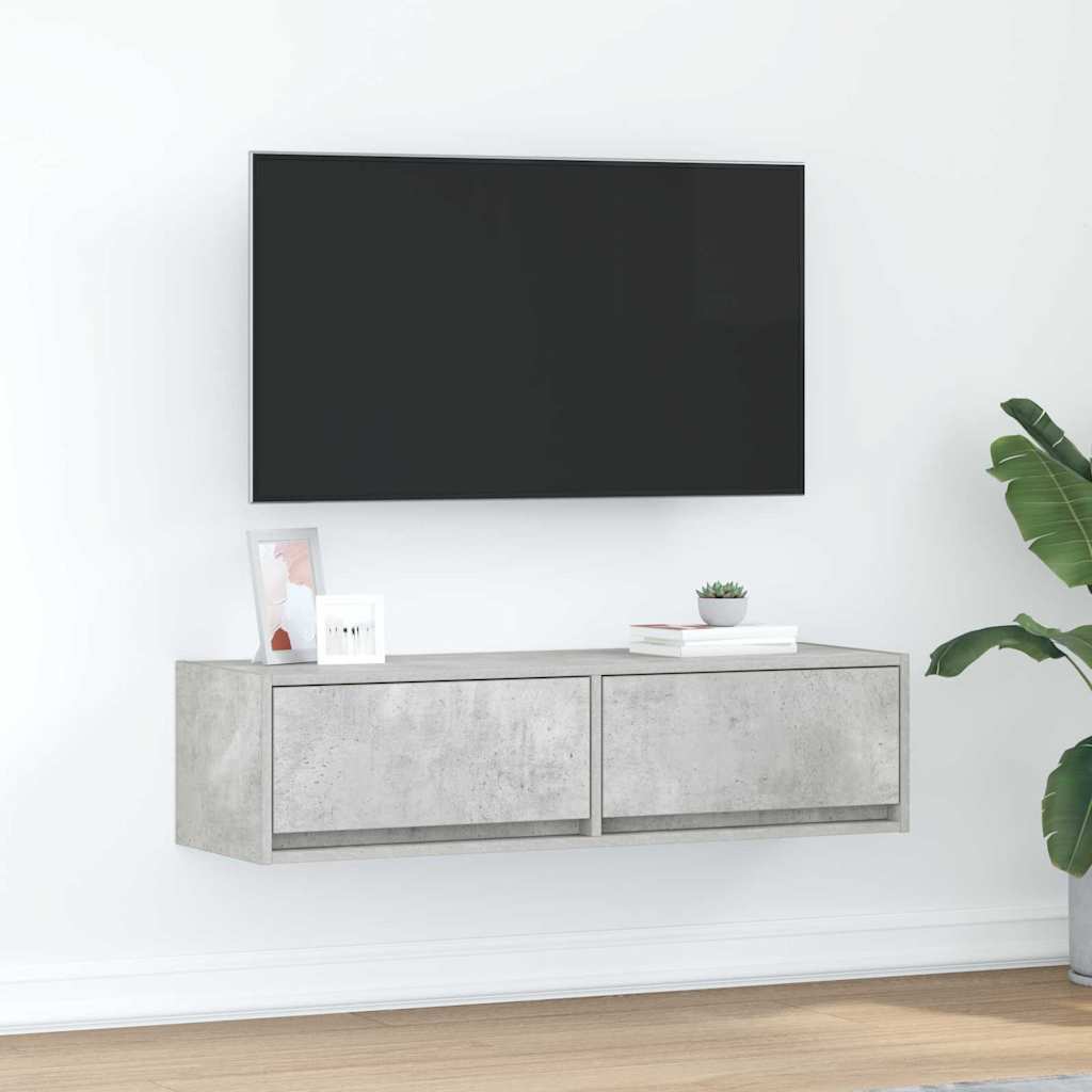 Tv-Skap Med Skuff Betonggrå 100 X 31 X 25.5 Cm Konstruert Tre