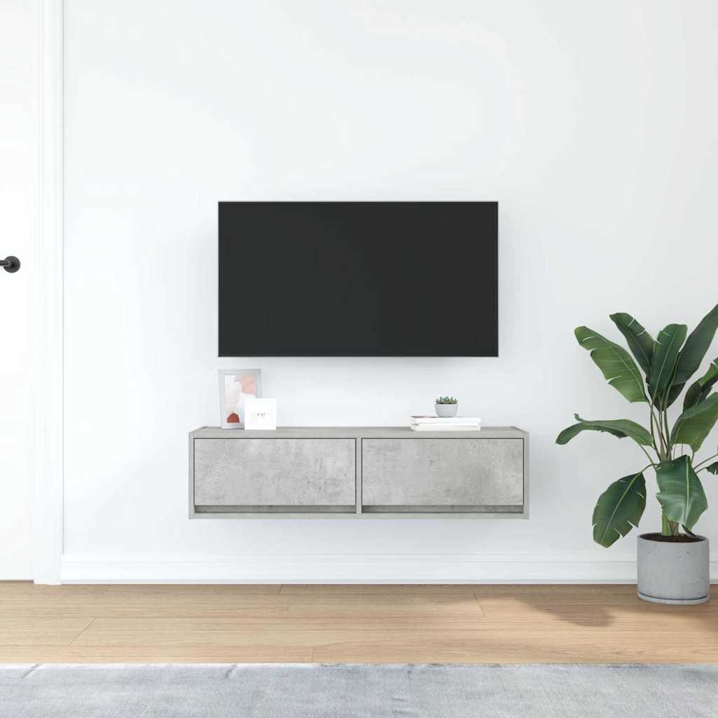 Tv-Skap Med Skuff Betonggrå 100 X 31 X 25.5 Cm Konstruert Tre