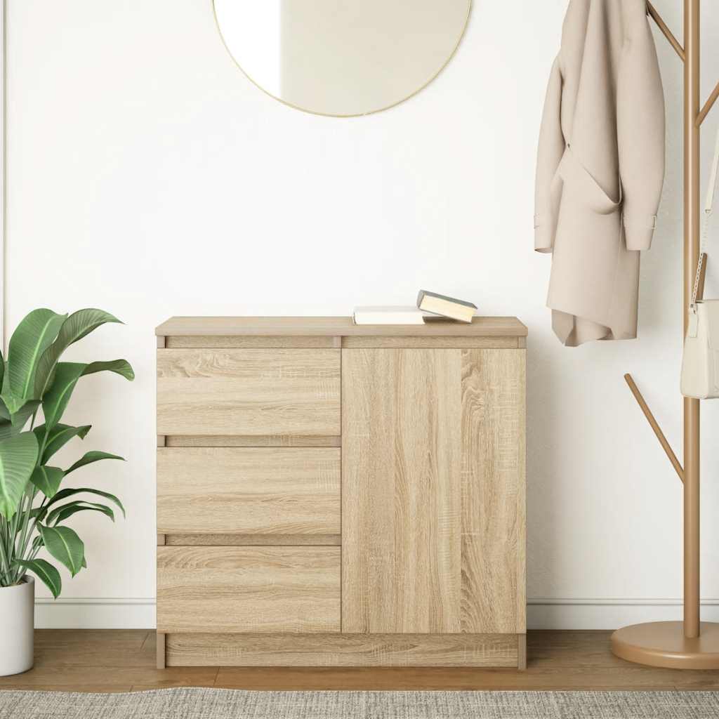 Skjenk Med Skuff Sonoma Eik 71X35X65 Cm Konstruert Tre