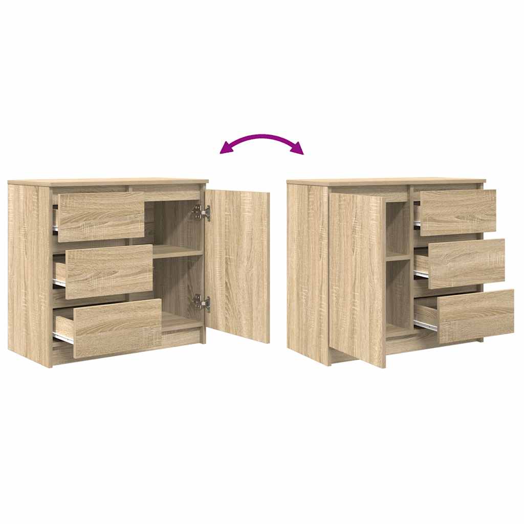 Skjenk Med Skuff Sonoma Eik 71X35X65 Cm Konstruert Tre