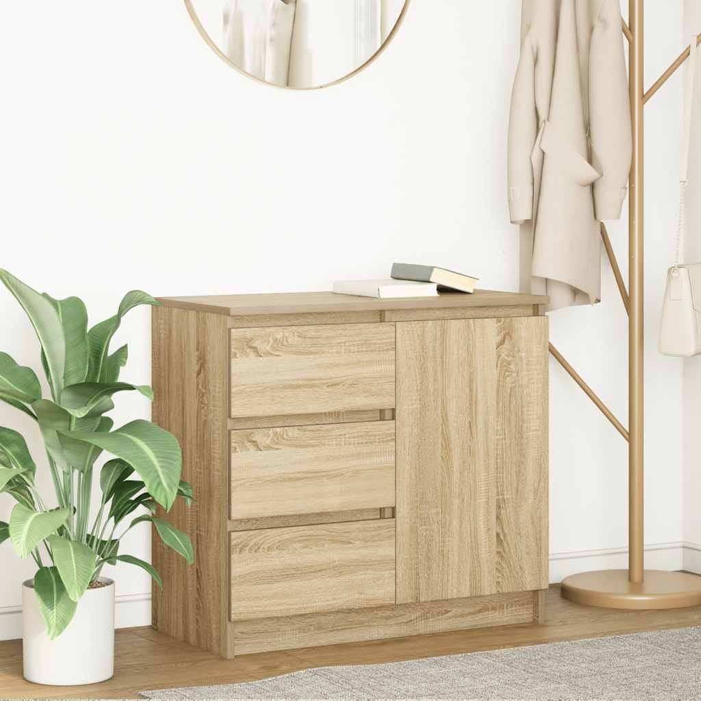 Skjenk Med Skuff Sonoma Eik 71X35X65 Cm Konstruert Tre