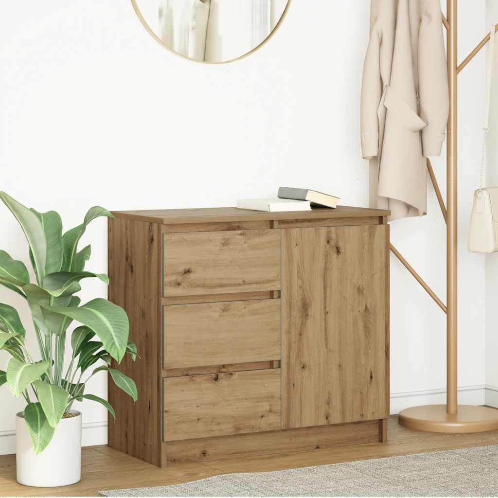 Skjenk Med Skuff Artisan Eik 71X35X65 Cm Konstruert Tre