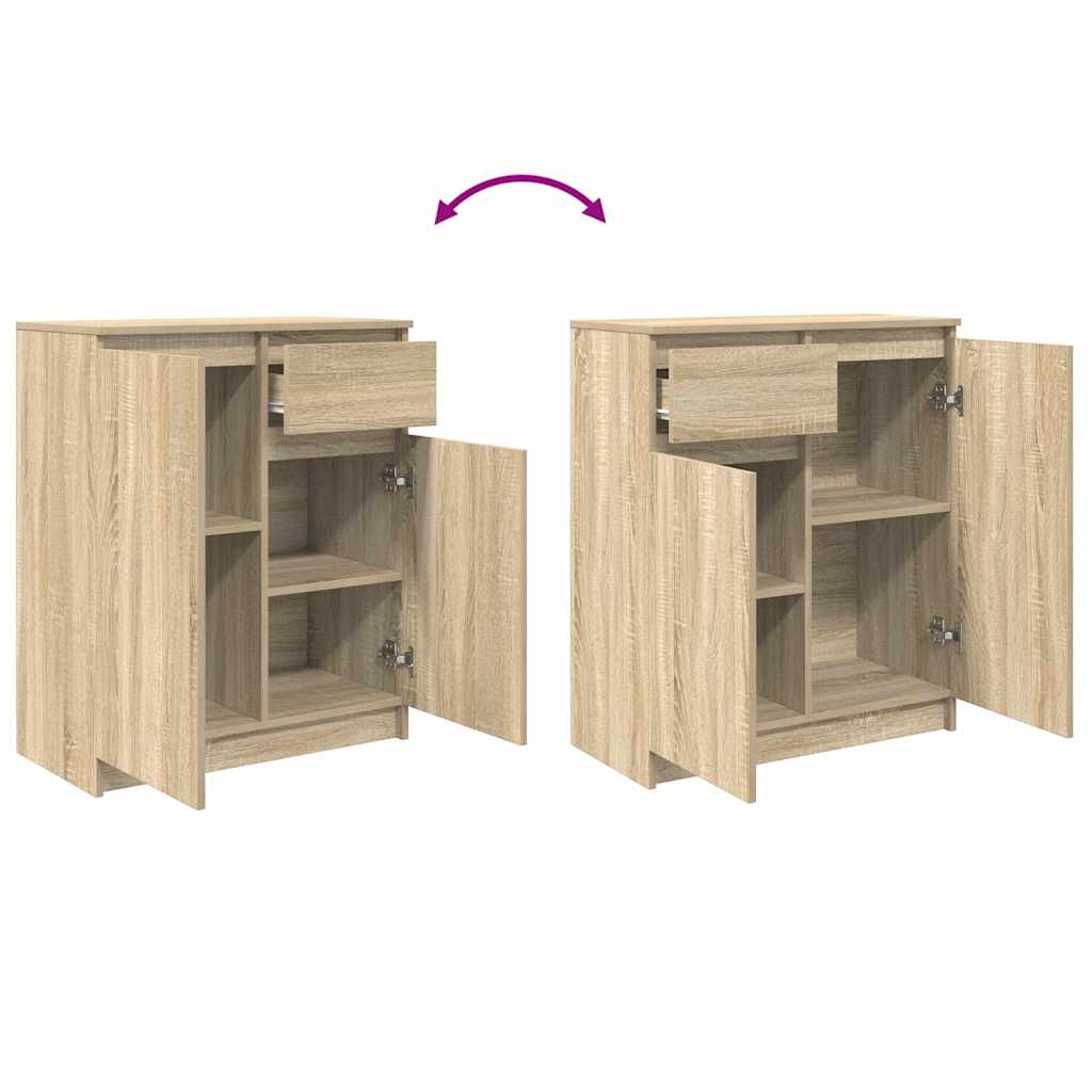 Skjenk Med Skuff Sonoma Eik 71X35X84 Cm Konstruert Tre
