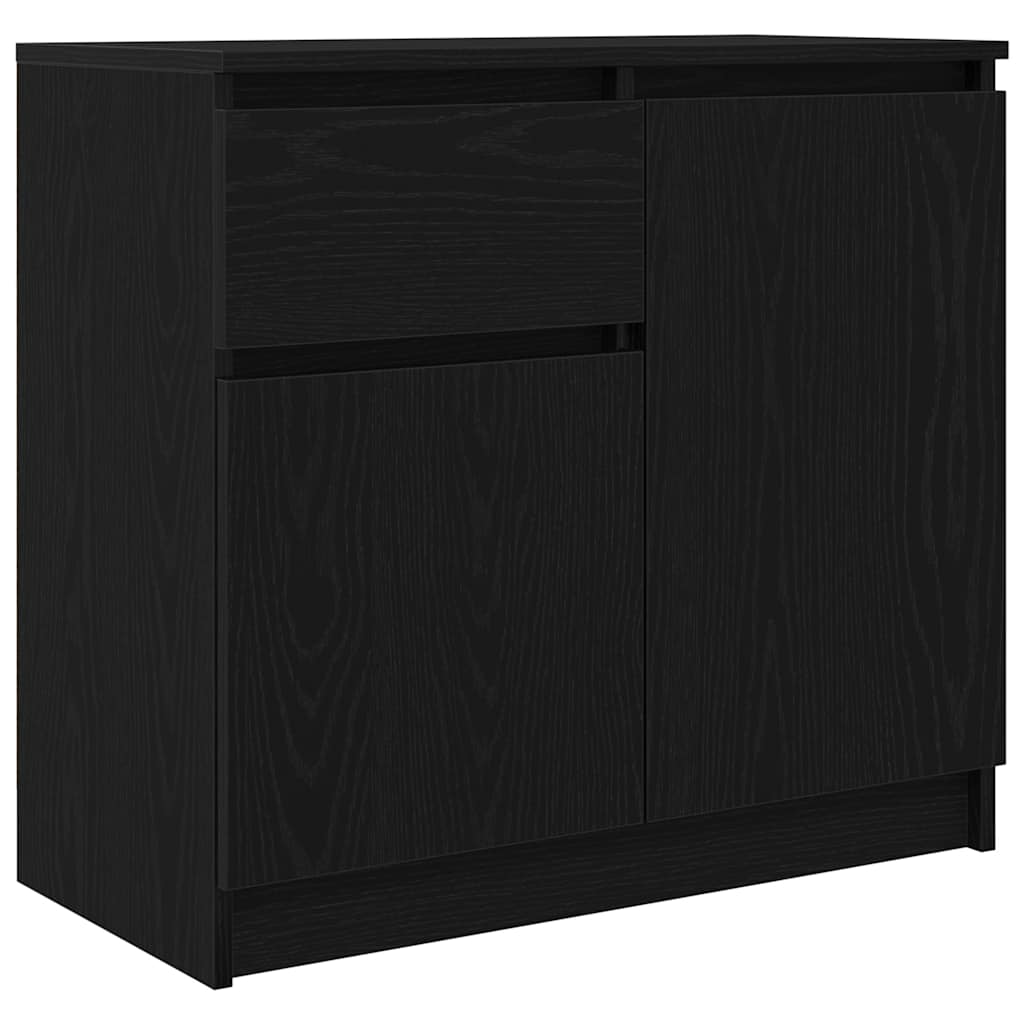 Skjenk Med Skuff Svart Eik 71X35X65 Cm Konstruert Tre