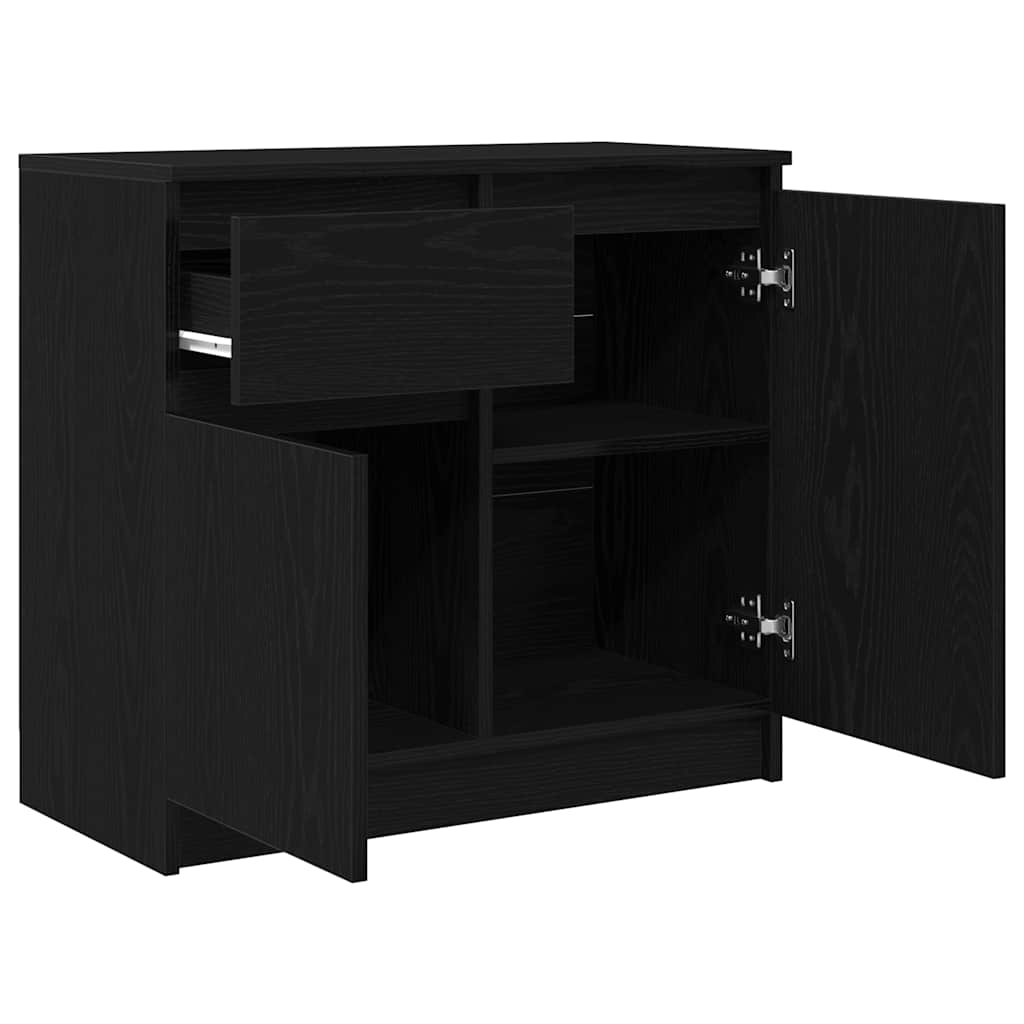 Skjenk Med Skuff Svart Eik 71X35X65 Cm Konstruert Tre