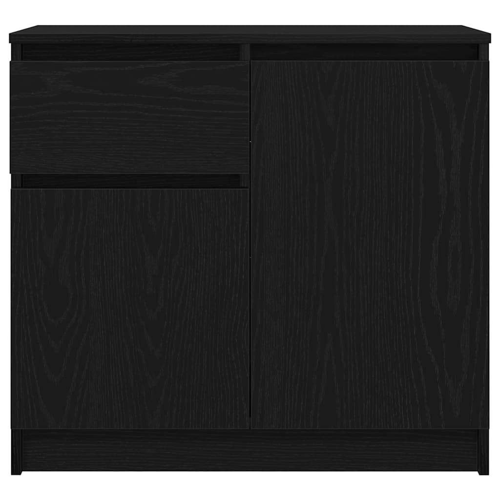 Skjenk Med Skuff Svart Eik 71X35X65 Cm Konstruert Tre
