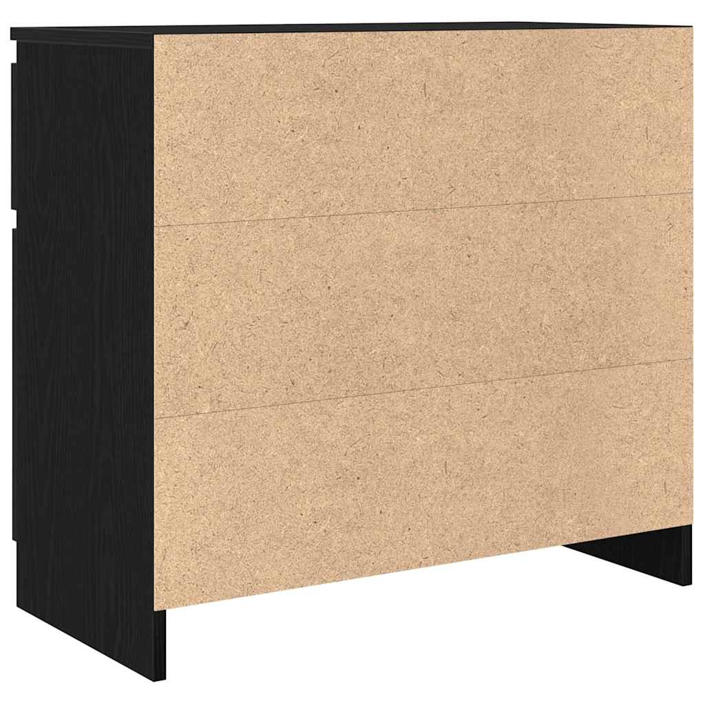 Skjenk Med Skuff Svart Eik 71X35X65 Cm Konstruert Tre