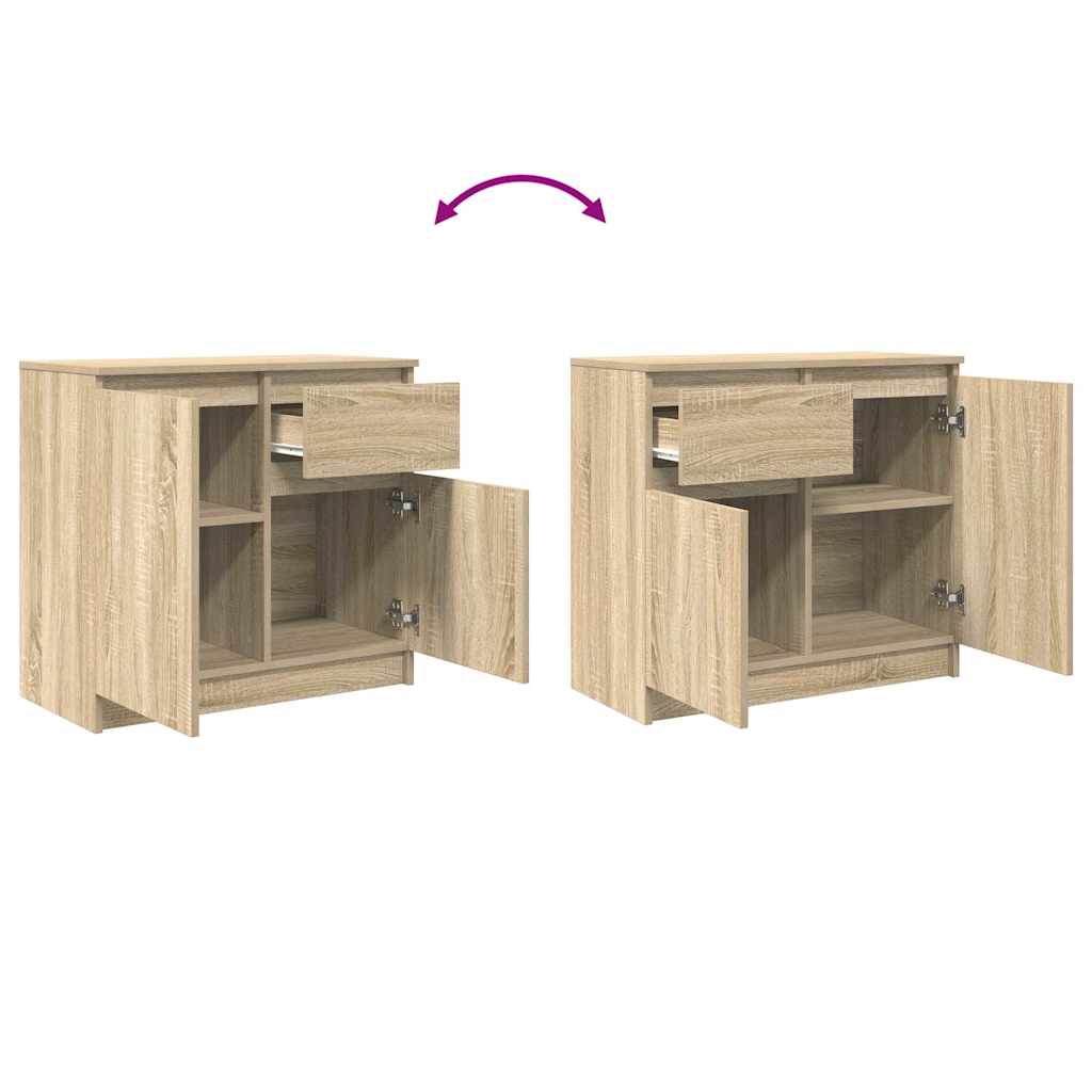Skjenk Med Skuff Sonoma Eik 71X35X65 Cm Konstruert Tre