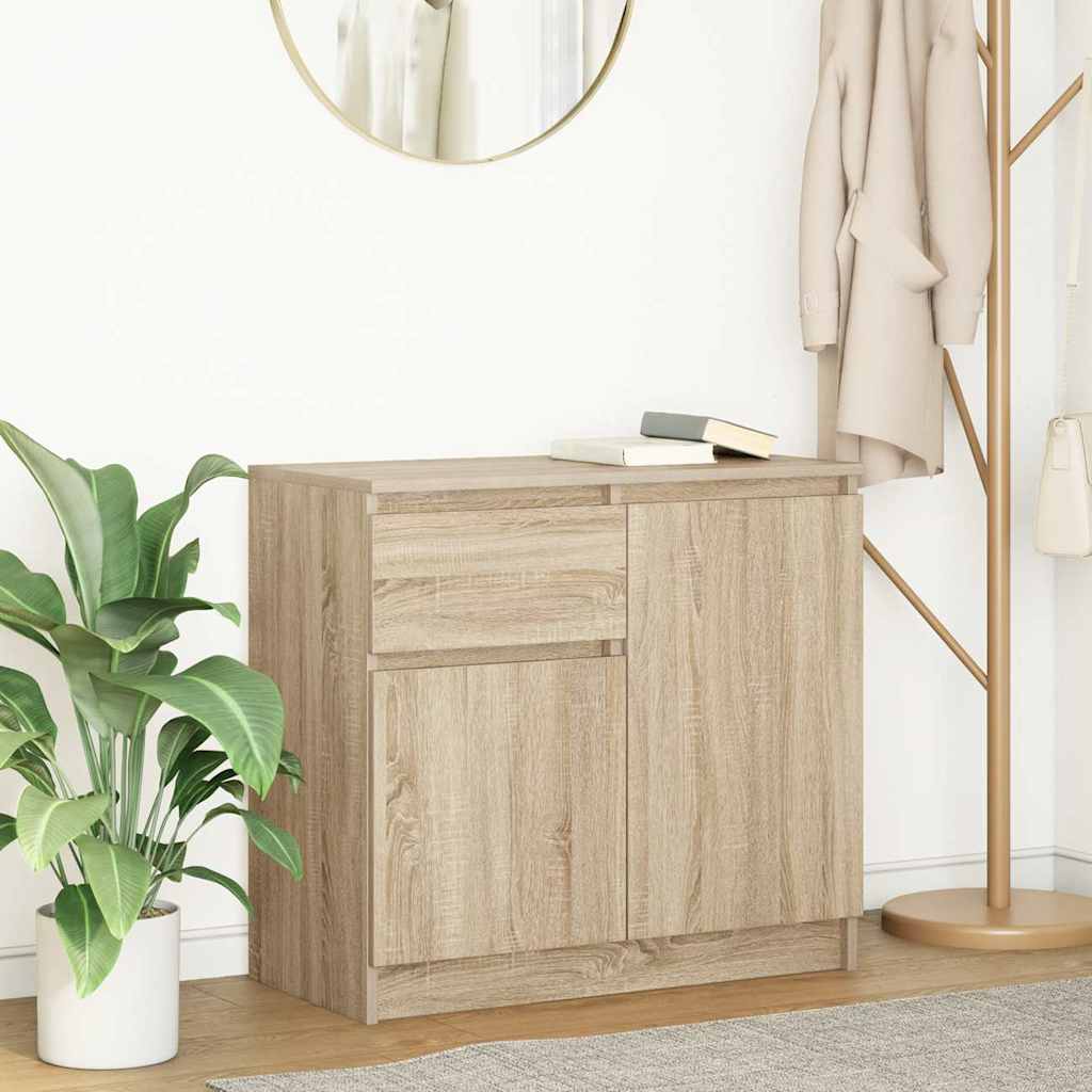 Skjenk Med Skuff Sonoma Eik 71X35X65 Cm Konstruert Tre