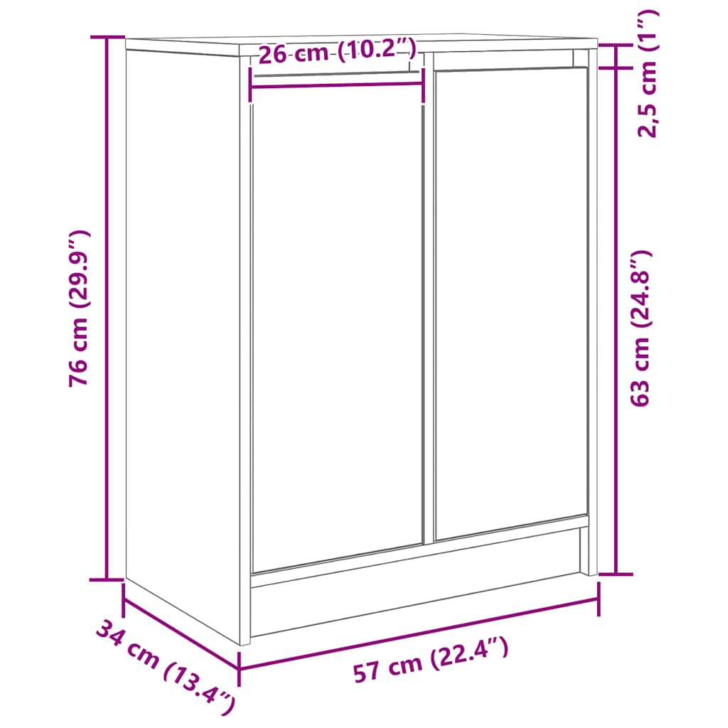 Skjenk Hvit 57X34X76 Cm Konstruert Tre