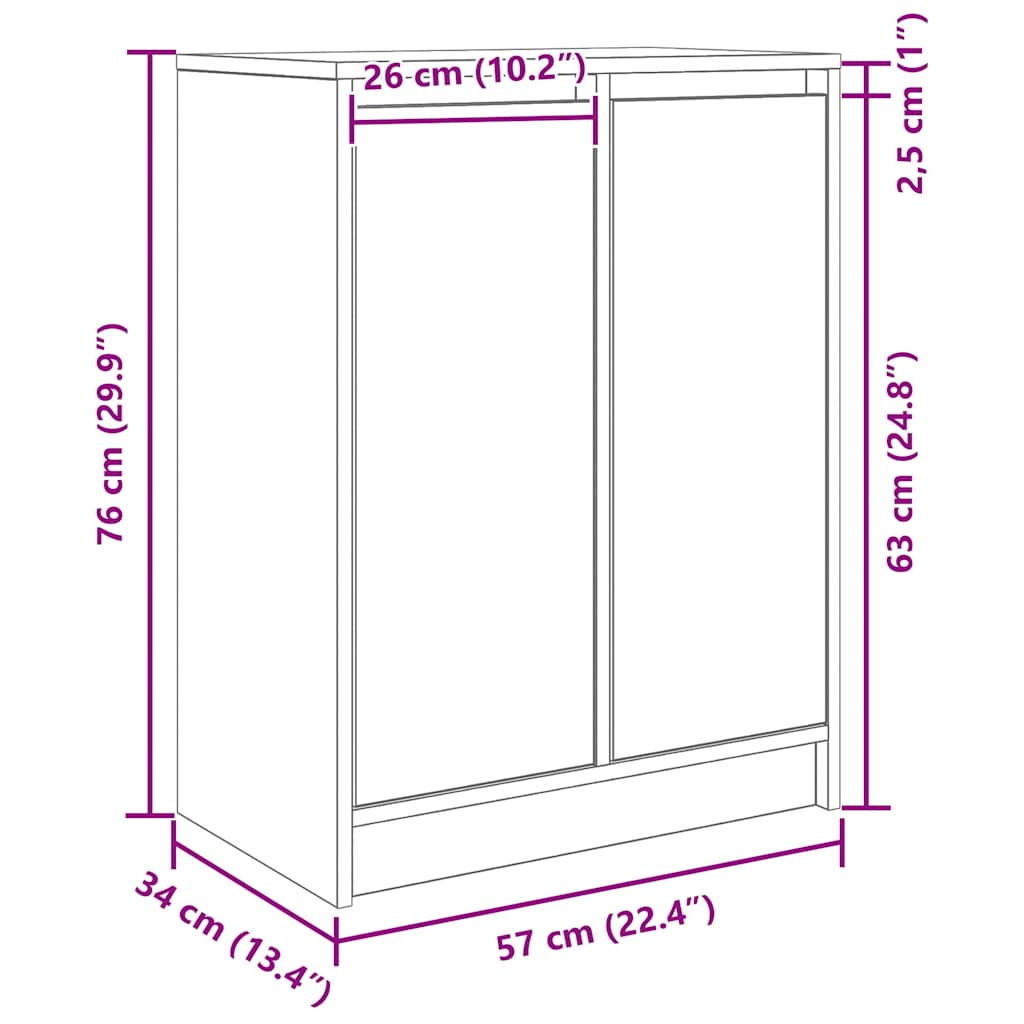 Skjenk Sonoma Eik 57X34X76 Cm Konstruert Tre