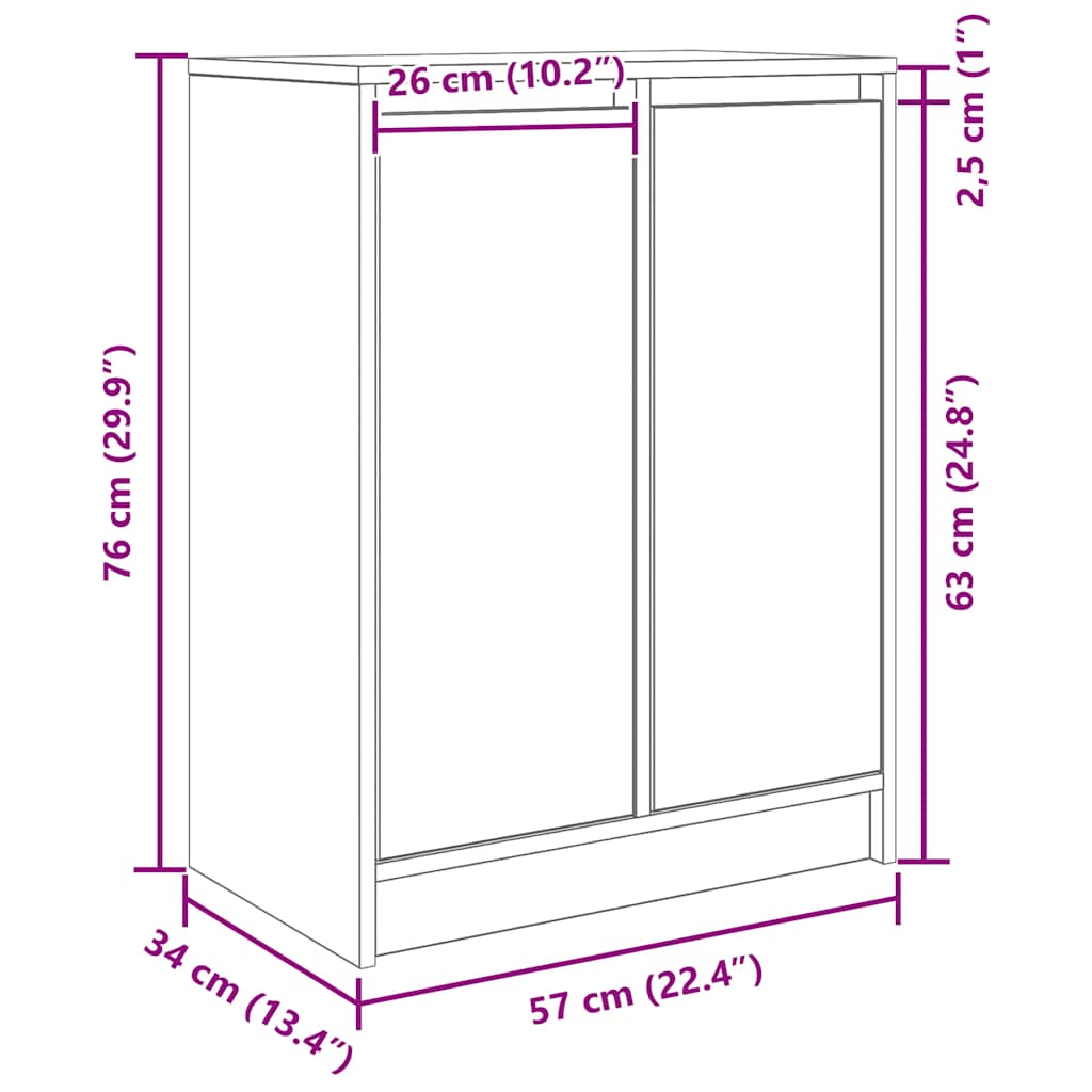 Skjenk Artisan Eik 57X34X76 Cm Konstruert Tre