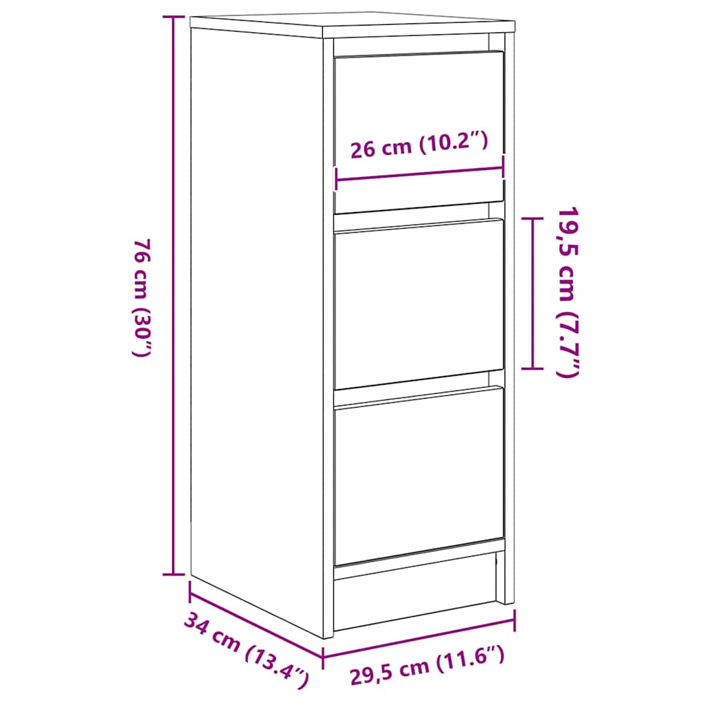 Skjenk Røkt Eik 29,5X34X76 Cm Konstruert Tre