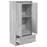 Skap Med Skuff Grå Sonoma 55,5X34X119,5 Cm Konstruert Tre