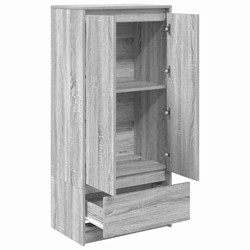 Skap Med Skuff Grå Sonoma 55,5X34X119,5 Cm Konstruert Tre