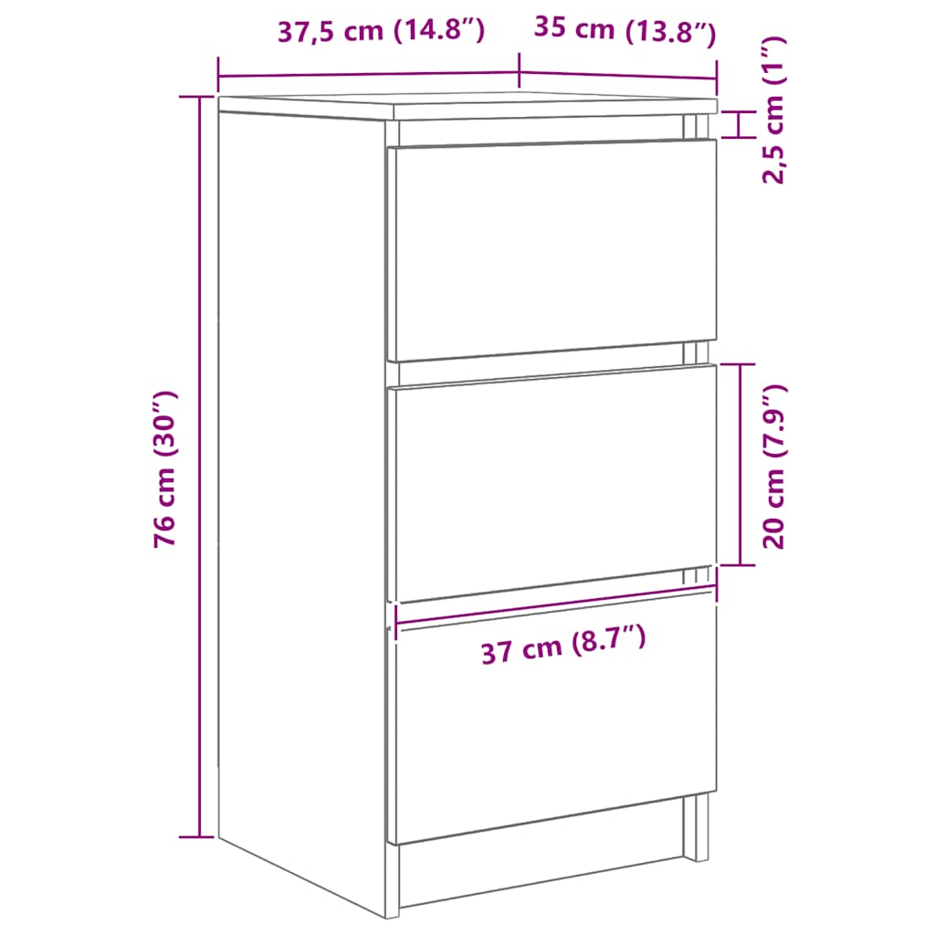 Skjenk Hvit 37,5X35X76 Cm Konstruert Tre