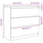 Skjenk Hvit 80X35X76 Cm Konstruert Tre
