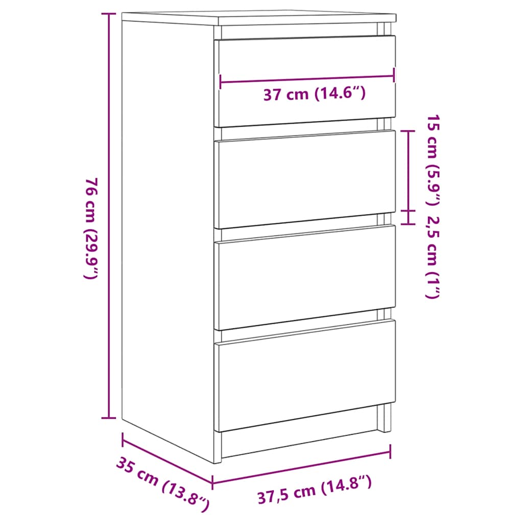 Skjenk Artisan Eik 37,5X35X76 Cm Konstruert Tre