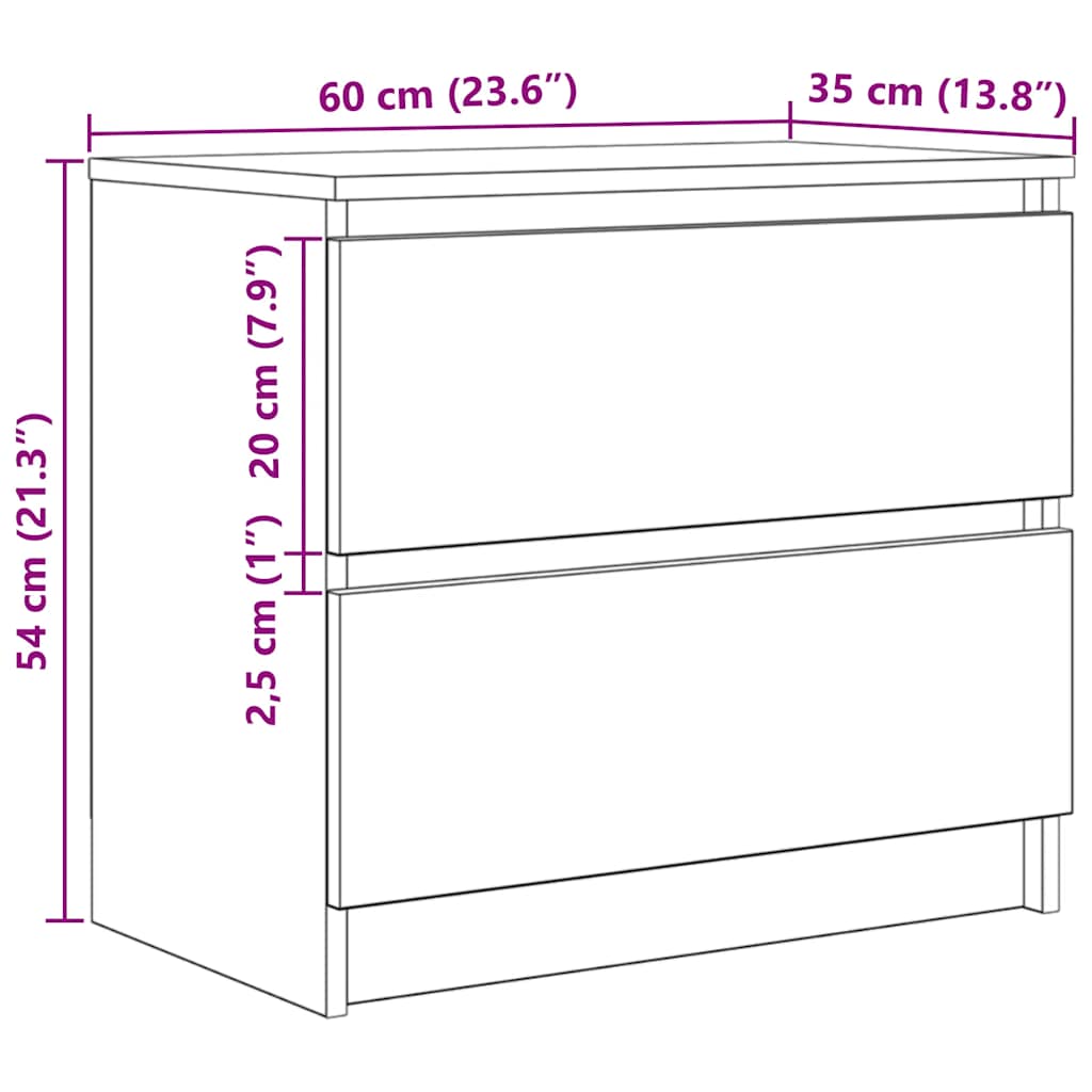 Tv-Benk Brun Eik 60X35X54 Cm Konstruert Tre