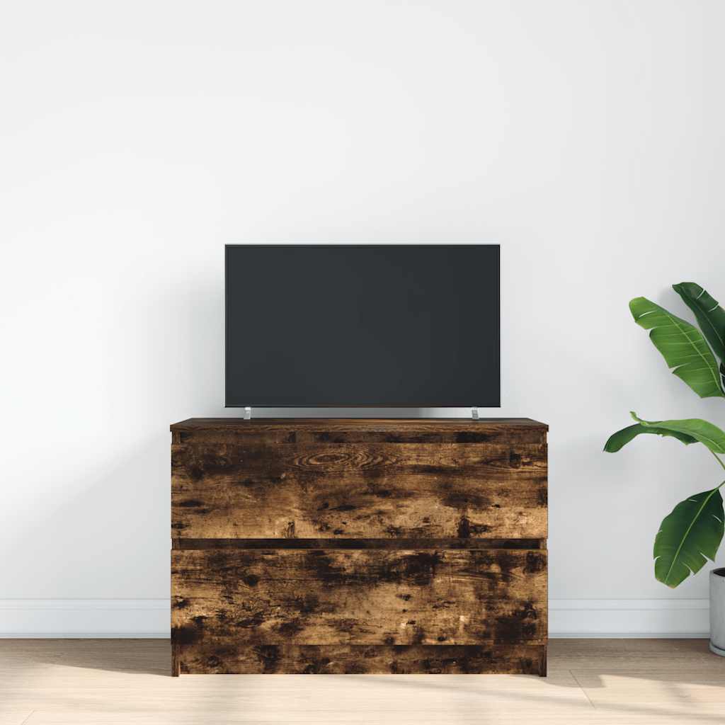 Tv-Benk Røkt Eik 80X35X54 Cm Konstruert Tre