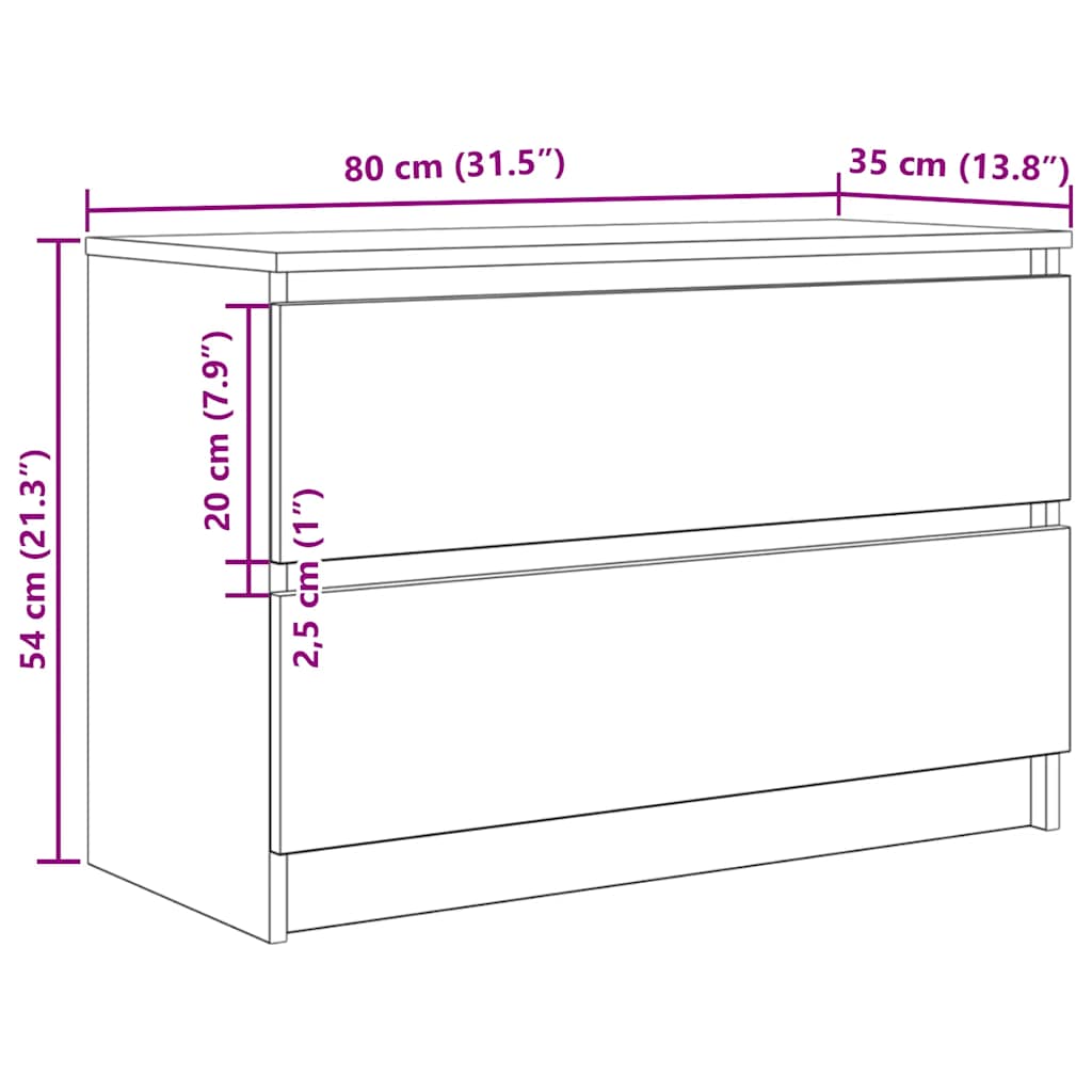 Tv-Benk Røkt Eik 80X35X54 Cm Konstruert Tre