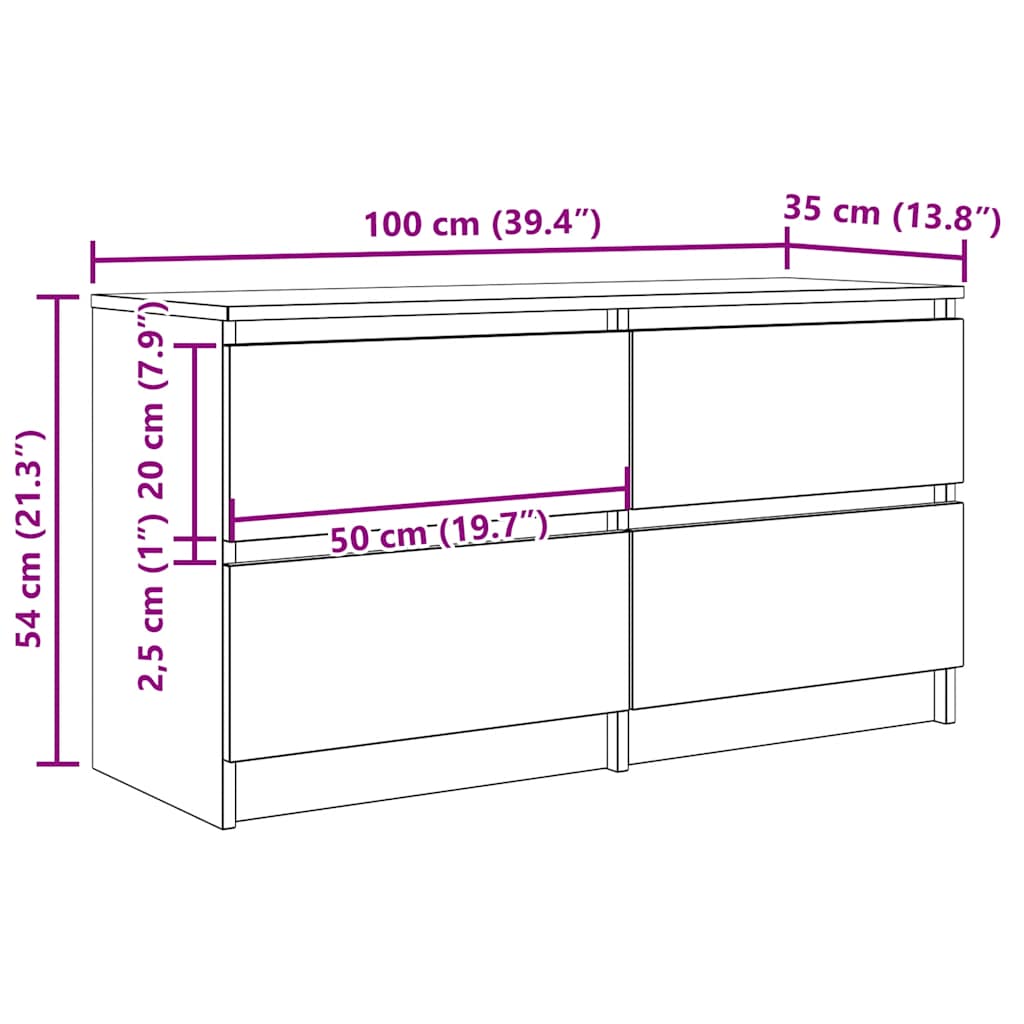 Tv-Benk Artisan Eik 100X35X54 Cm Konstruert Tre