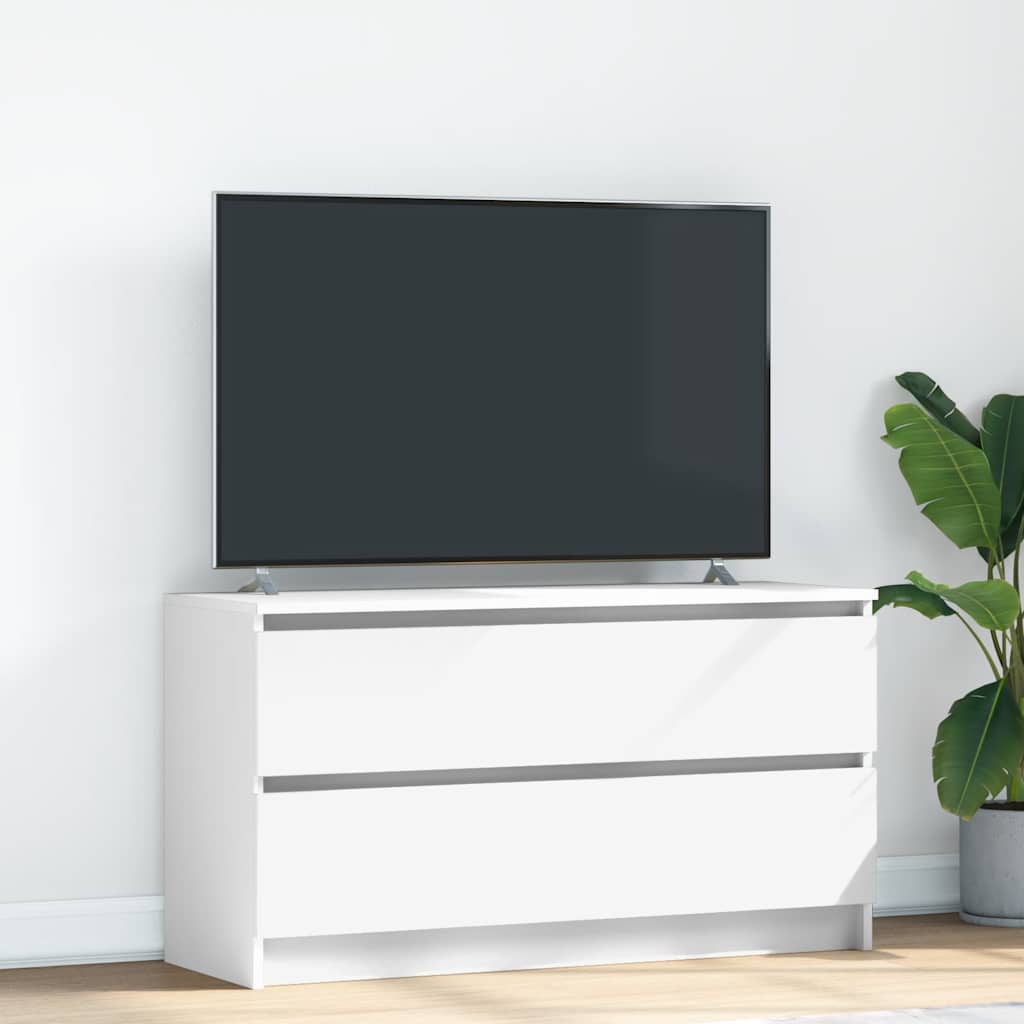 Tv-Benk Hvit 100X35X54 Cm Konstruert Tre