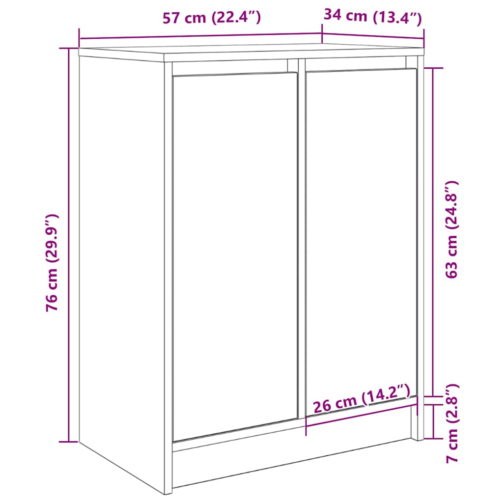 Skoskap Hvit 57X34X76 Cm Konstruert Tre