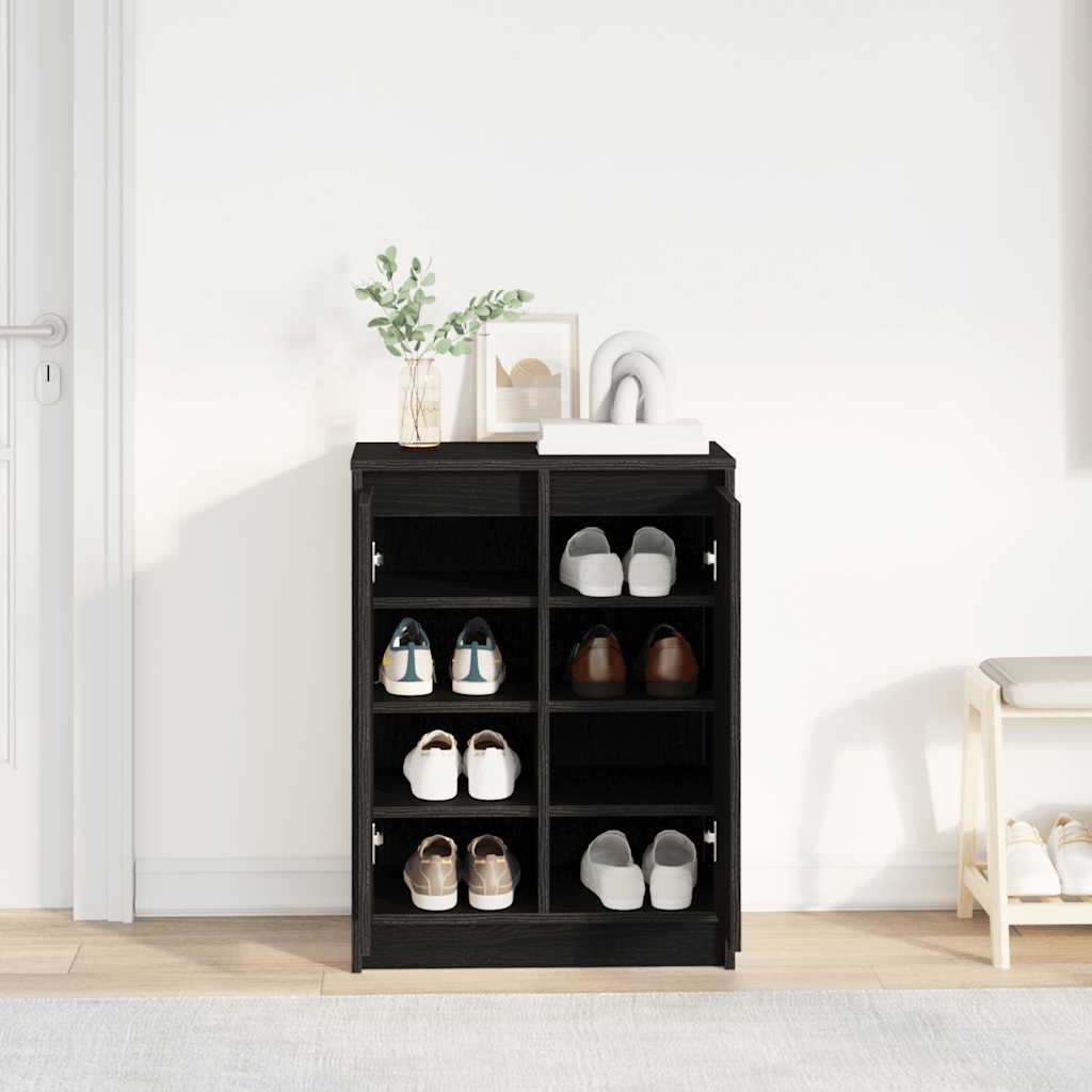 Skohylle Svart Eik 57X34X76 Cm Konstruert Tre