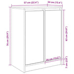 Skohylle Svart Eik 57X34X76 Cm Konstruert Tre