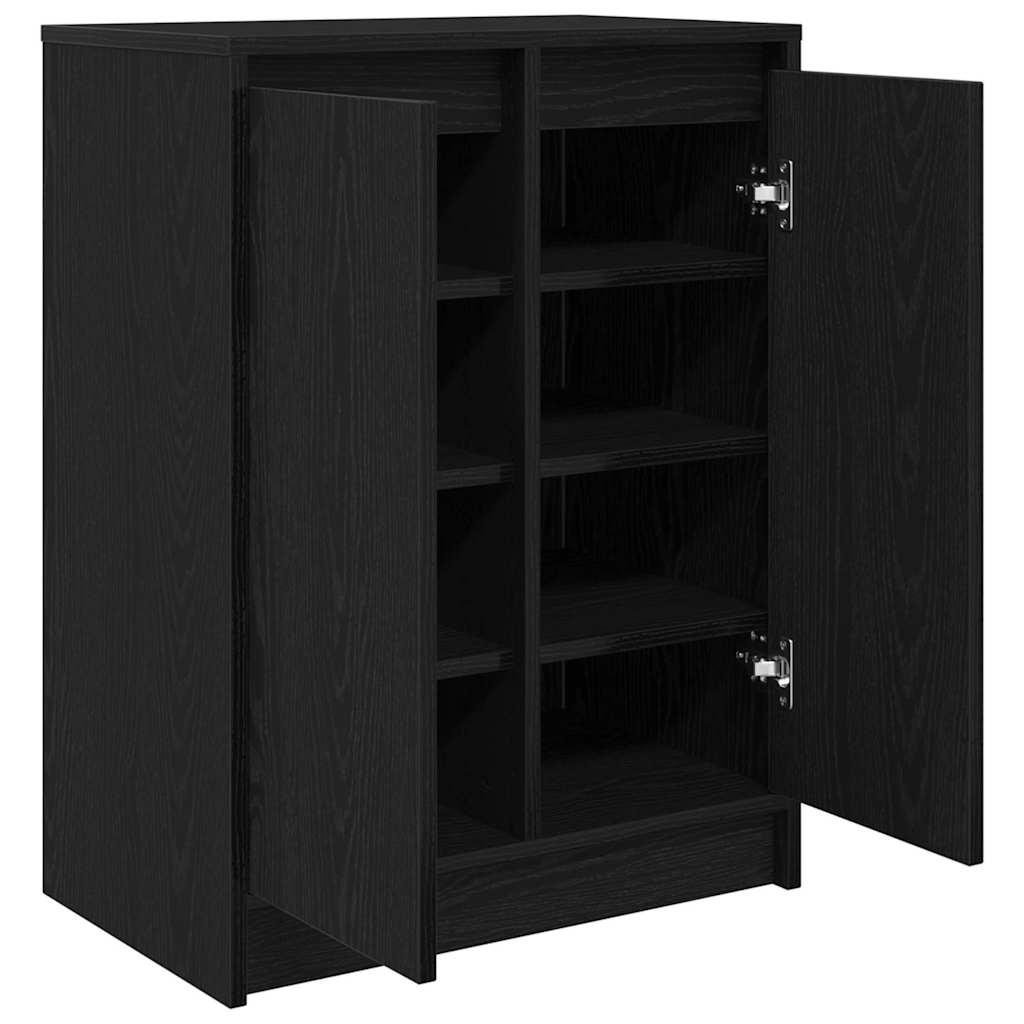 Skohylle Svart Eik 57X34X76 Cm Konstruert Tre