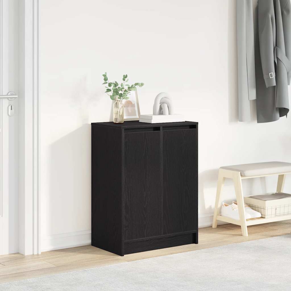 Skohylle Svart Eik 57X34X76 Cm Konstruert Tre
