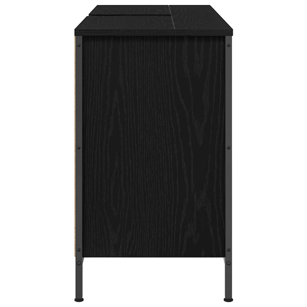 Servantskap Med Skuffer Svart Eik 90X34,5X60 Cm