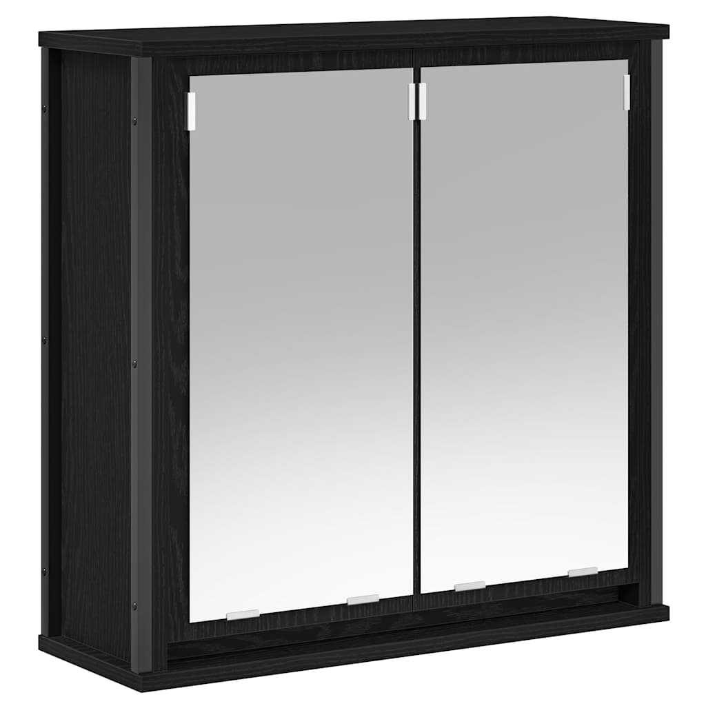 Baderoms Veggskap Med Speil Svart Eik 60X21X60 Cm