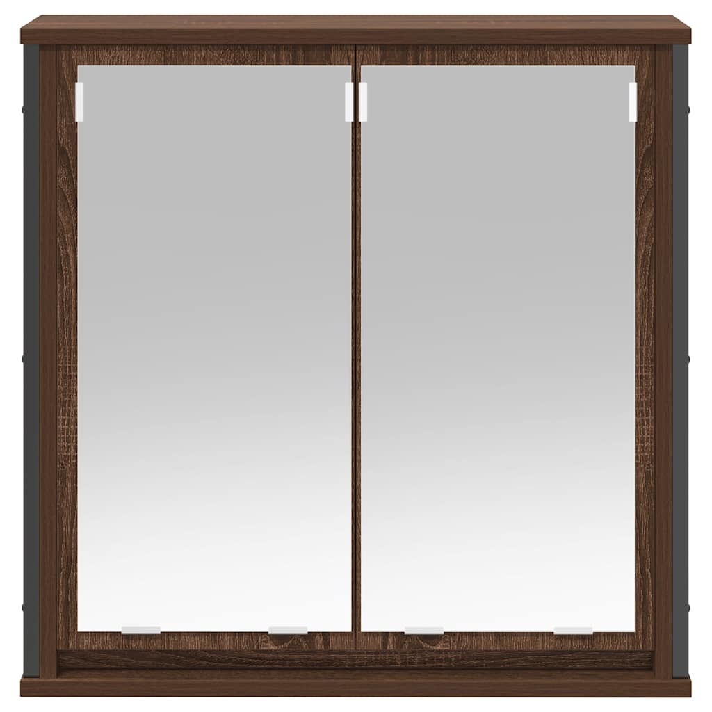 Baderoms Veggskap Med Speil Brun Eik 60X21X60 Cm
