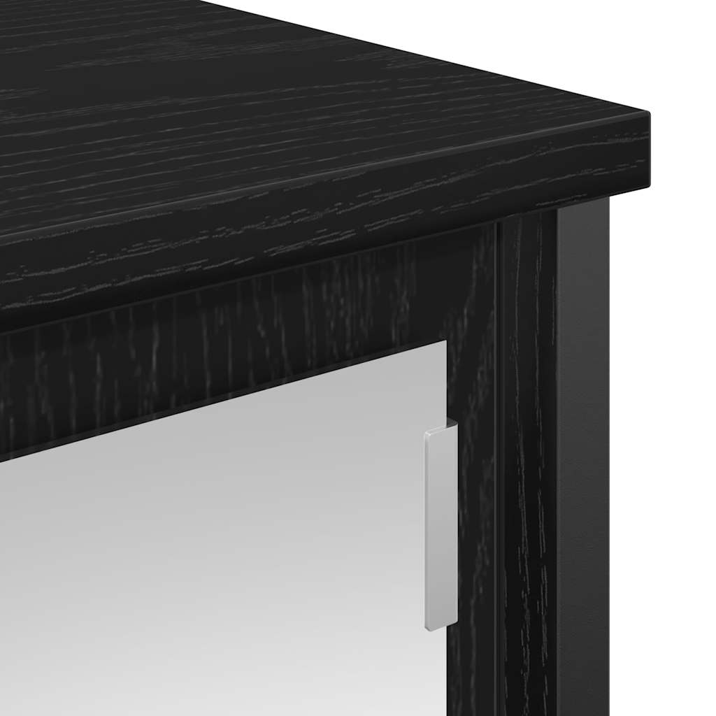 Baderoms Veggskap Med Speil Svart Eik 50X21X60 Cm