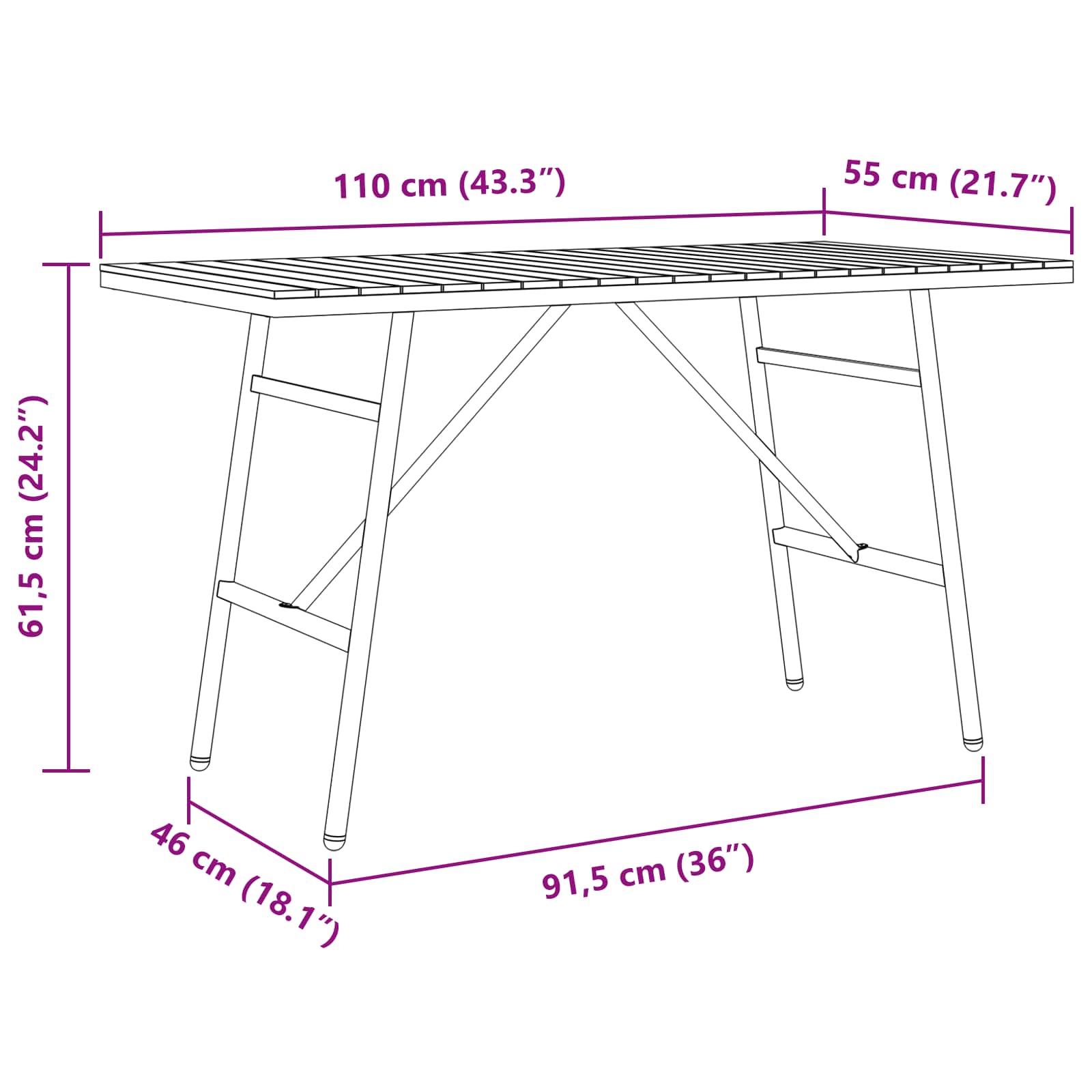 Spisebord Brun 110 X 55 X 61,5 Cm Solid Akasietre