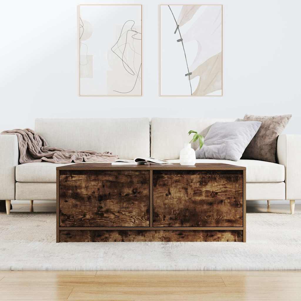 Salongbord Med Skuffer Røkt Eik 100X100X40 Cm