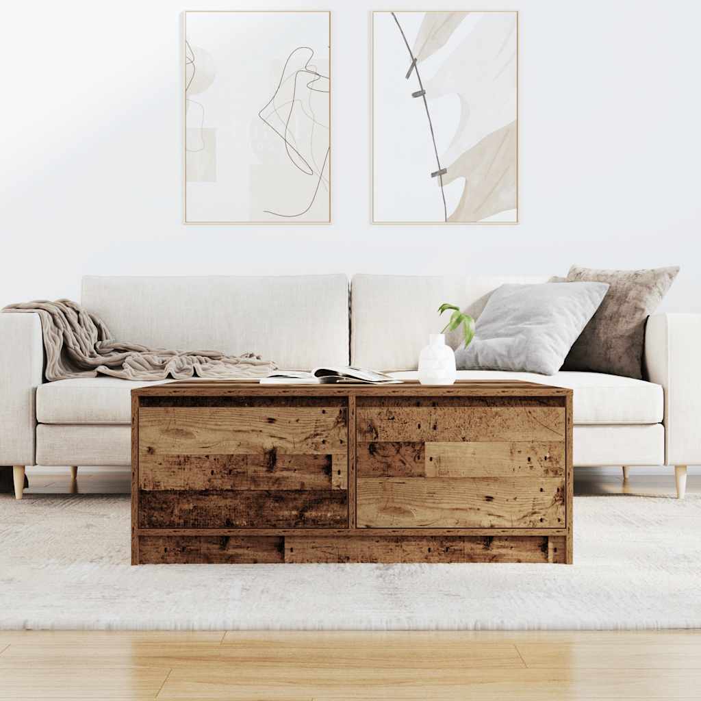 Salongbord Med Skuffer Gammelt Tre 100X100X40 Cm