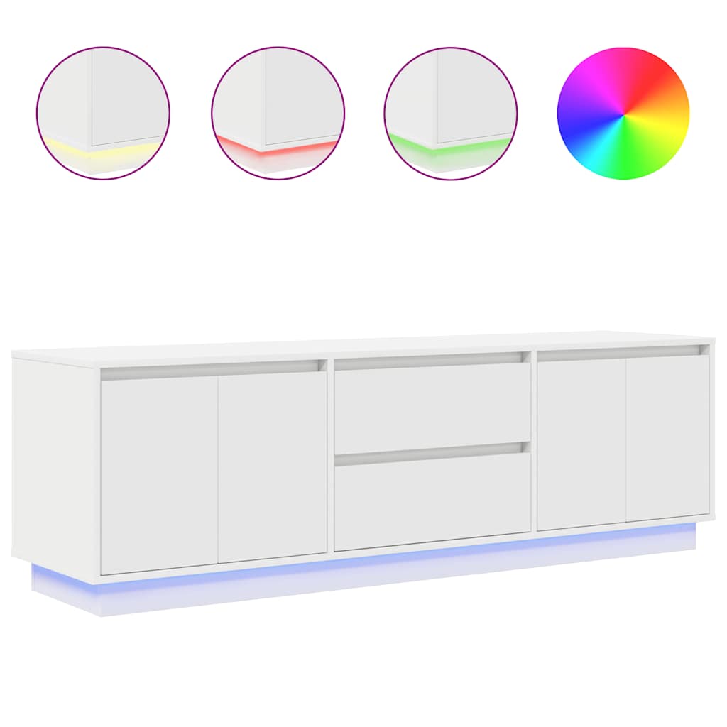 Tv-Benk Med Led-Lys Hvit 160,5X41X50 Cm