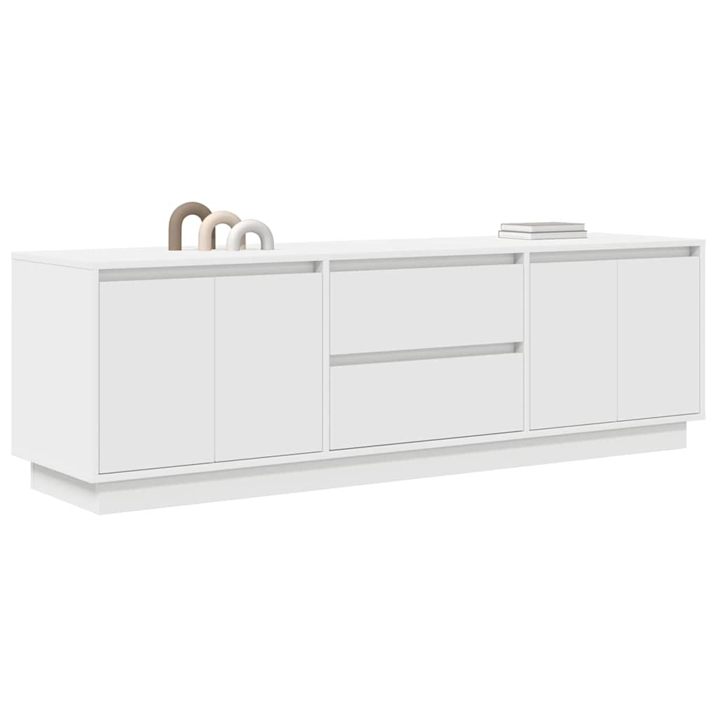 Tv-Benk Med Led-Lys Hvit 160,5X41X50 Cm