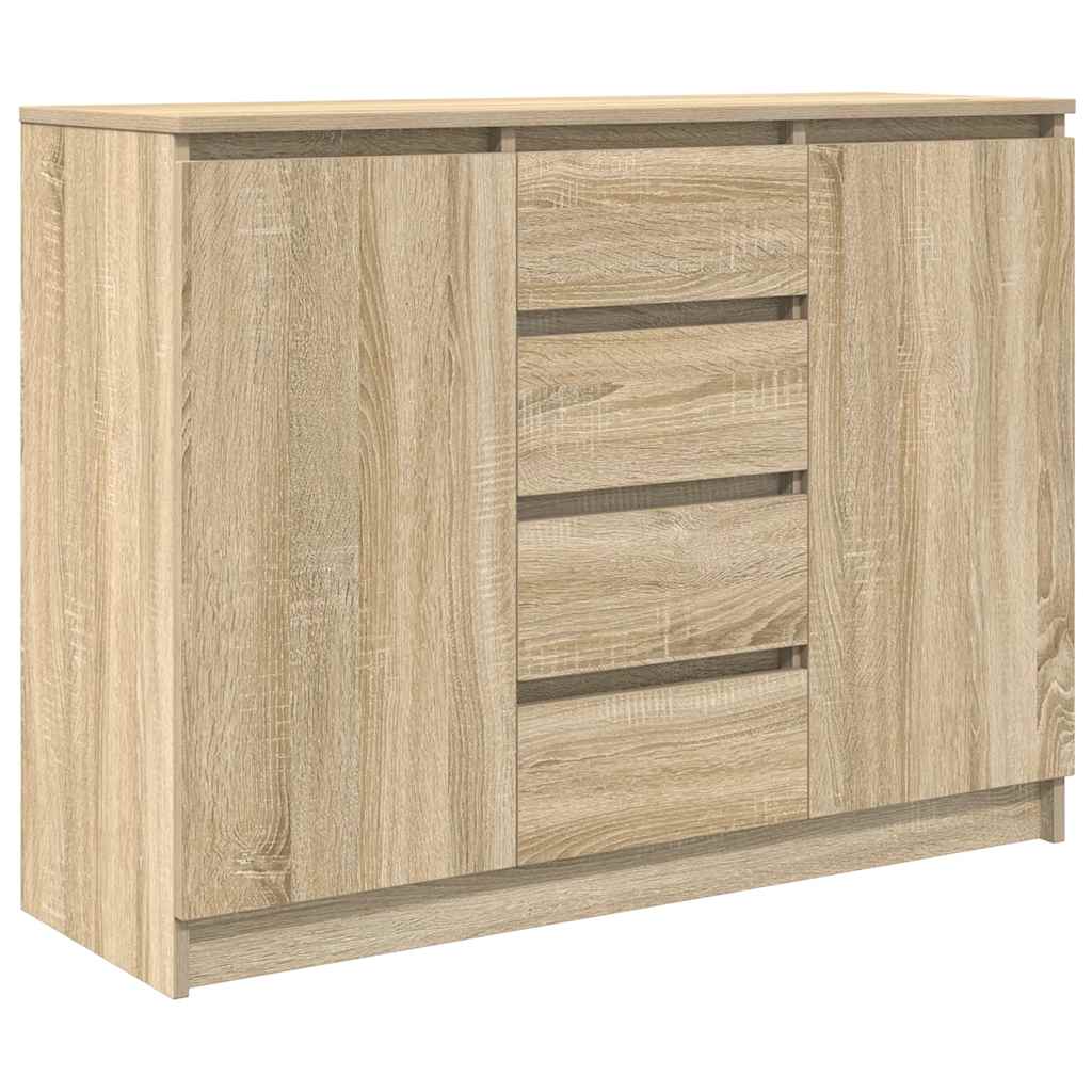 Skjenk Med Skuffer Sonoma Eik 100,5X35X76 Cm Konstruert Tre
