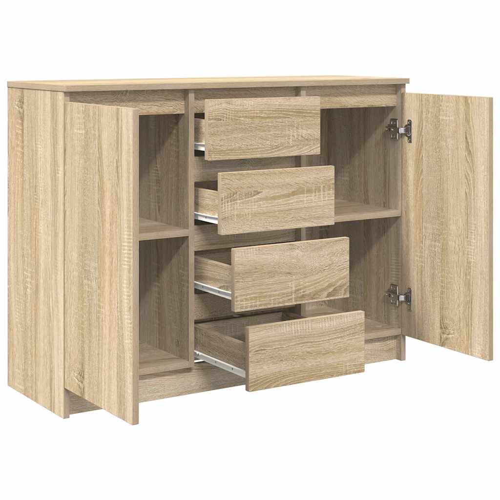 Skjenk Med Skuffer Sonoma Eik 100,5X35X76 Cm Konstruert Tre